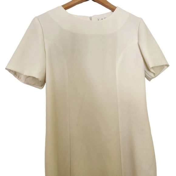 Jessica 100% polyester white short-sleeve sheath dress - Picture 5 of 13